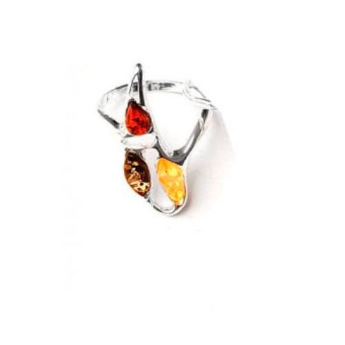 Silver Ring with Amber Stone R7297