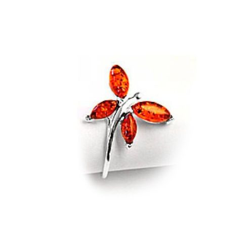 Silver Ring with Amber Stone R7301