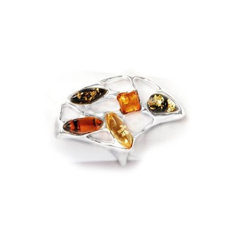 Silver Ring with Amber Stone R7339