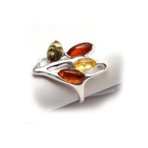 Silver Ring with Amber Stone R7380