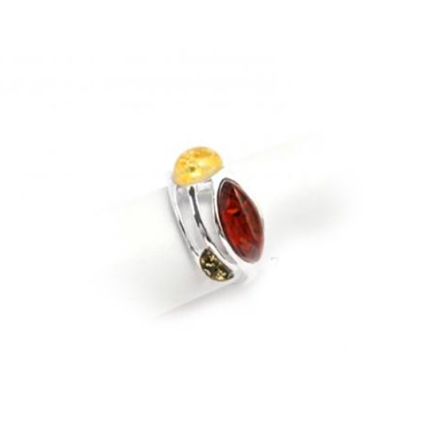 Silver Ring with Amber Stone R7410