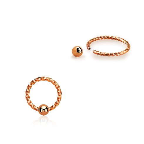 Rose Gold PVD Surgical Steel Twisted Wire Ring BCRNW