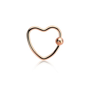   Rose Gold Heart Shaped Ball Closure Ring for Ear Piercing RG-EHCRA