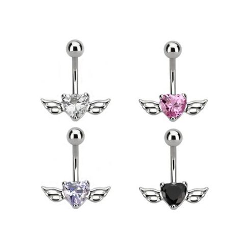 Belly Banana with CZ Heart and Wings SADCZ381