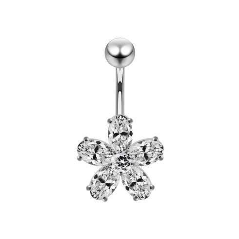 Flower Shaped Silver Belly Button Piercing SBF-457