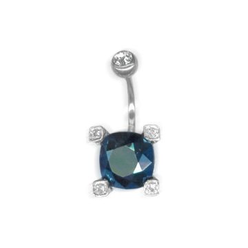 Ezüst köldökpiercing Swarovski  kristályokkal SBF-55C