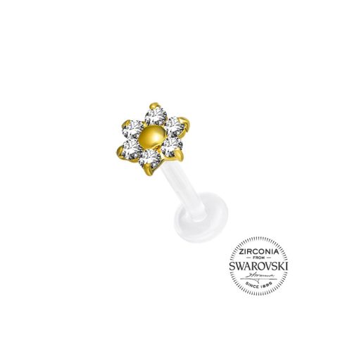 Bioplast Labret, Tragus, Helix with 18 Karat Gold Attachment SFLGAJ08L