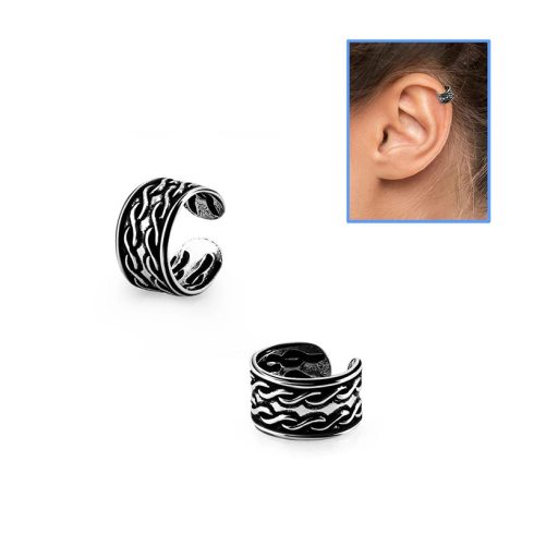 Ezüst fake/hamis helix piercing, fülgyűrű - dupla fonott SHRT12