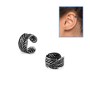 Silver Fake Helix Piercing Ring, Ear Cuff - Leaf SHRT14