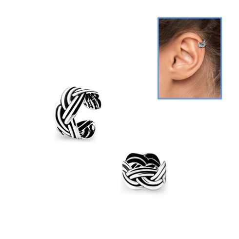 Ezüst fake/hamis helix piercing, fülgyűrű - fonott SHRT16
