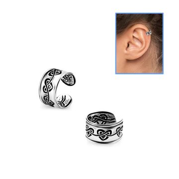 Silver Fake Helix Piercing Ring, Ear Cuff - Hearts SHRT18