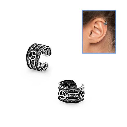 Ezüst fake/hamis helix piercing, fülgyűrű - béke SHRT2
