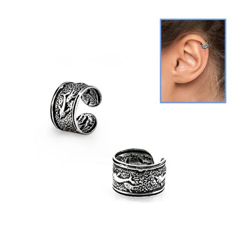 Silver Fake Helix Piercing Ring, Ear Cuff - Dolphins SHRT22