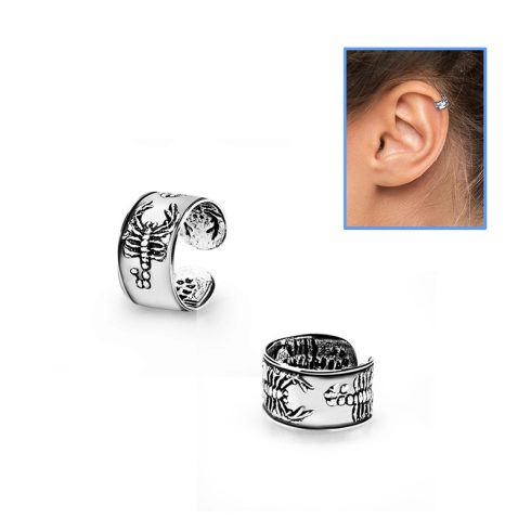 Ezüst lábujjgyűrű, fake/hamis helix piercing, fülgyűrű - skorpió SHRT4