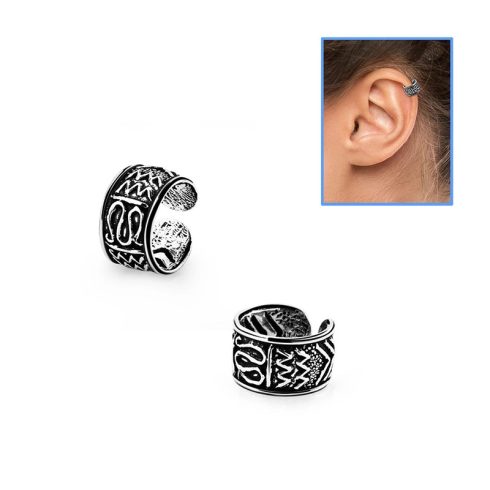Silver Fake Helix Piercing Ring, Ear Cuff - Tribal SHRT7