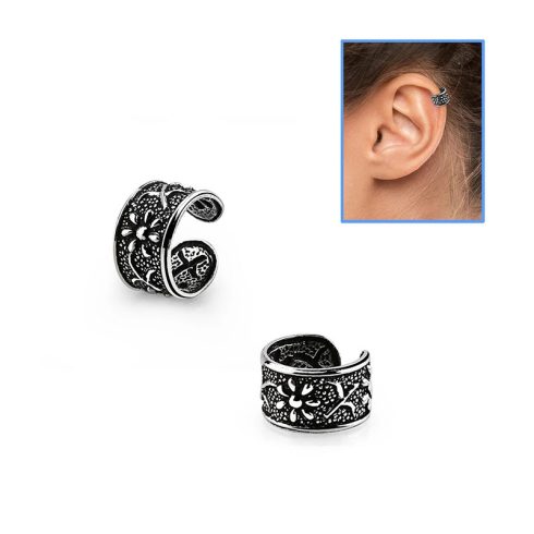 Ezüst fake/hamis helix piercing, fülgyűrű - virágok SHRT8