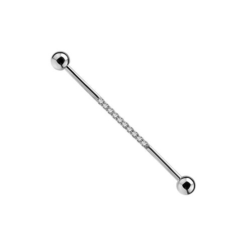 Industrial Barbell Set with White Cubic Zirconia SIBBZ1