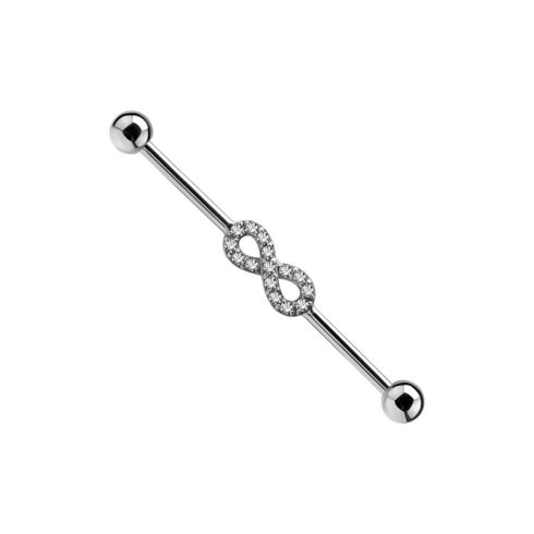 Industrial Barbell Set with White Cubic Zirconia - Infinity SIBBZ2