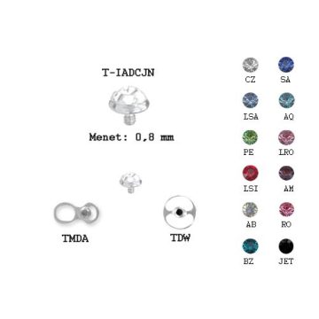 Köves titán microdermal piercingkorong 0,8 mm-es T-IADCJN