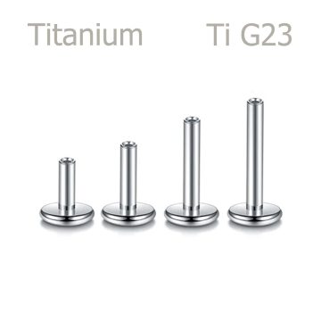 Belső menetes titán labret piercing szár 4 mm-es talppal