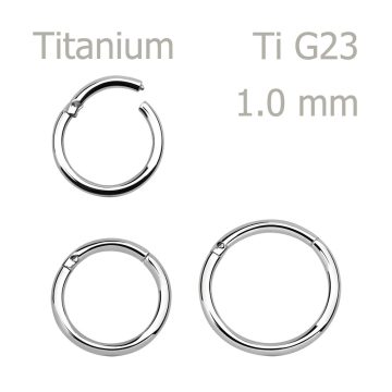   Titán csuklós szegmenszáras, vékony karikapiercing - 1.0 mm TBHRSN