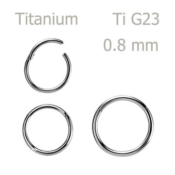 Titán csuklós szegmens karikapiercing - 0,8 mm TBHRSNN