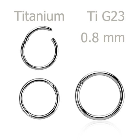 Titán csuklós szegmenszáras karikapiercing - 0,8 mm TBHRSNN