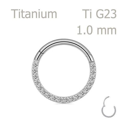 ClarityTi Slim – 1,0 mm-es titán köves karika csuklós, kapcsos zárral
