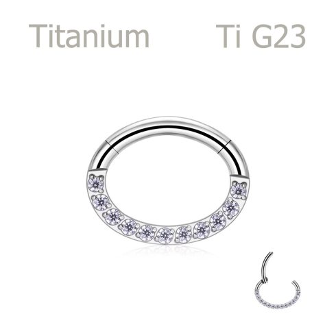 ClarityTi Oval – csuklós szegmenses ovális titán piercing karika csillogó kősorral