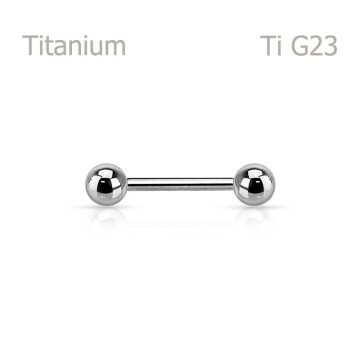   Titán mellbimbó piercing - egyenes barbell golyókkal TBRBN