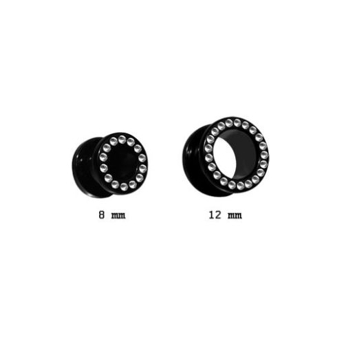 Swarovski kristályos fekete akril fültágító perselyek 10 mm VFTBKJ-10