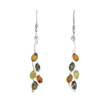 Silver Earrings with Amber Stones