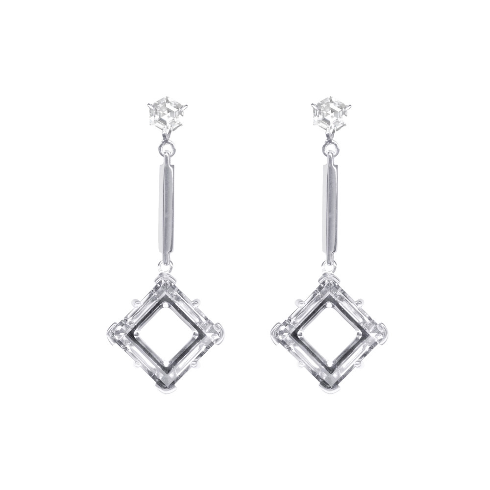 Elegáns sterling ezüst fülbevaló Swarovski kristály díszítéssel ACER-HEXAGON-A