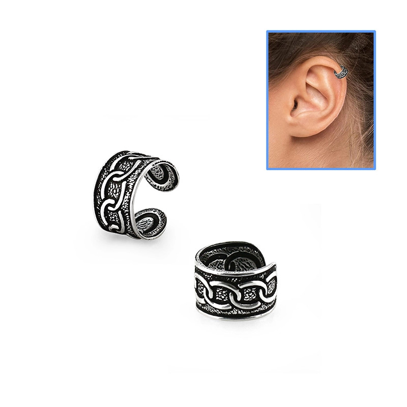Ezüst fake/hamis helix piercing, fülgyűrű - láncszemek SHRT20 Ezüst fake/hamis helix piercing, fülgyűrű - láncszemek SHRT20
